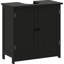 Armoire de salle de bain piédestal de style moderne, rangement fermé, dossier ouvert, solide, double porte, tablette réglable, noir, capacité de 33 lb, l 23,5 po x l 11,75 po