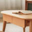 Table basse en bois de cerisier avec 2 tiroirs, table basse ovale en bois massif avec bords arrondis lisses, table de centre Mid-Century moderne pour le salon