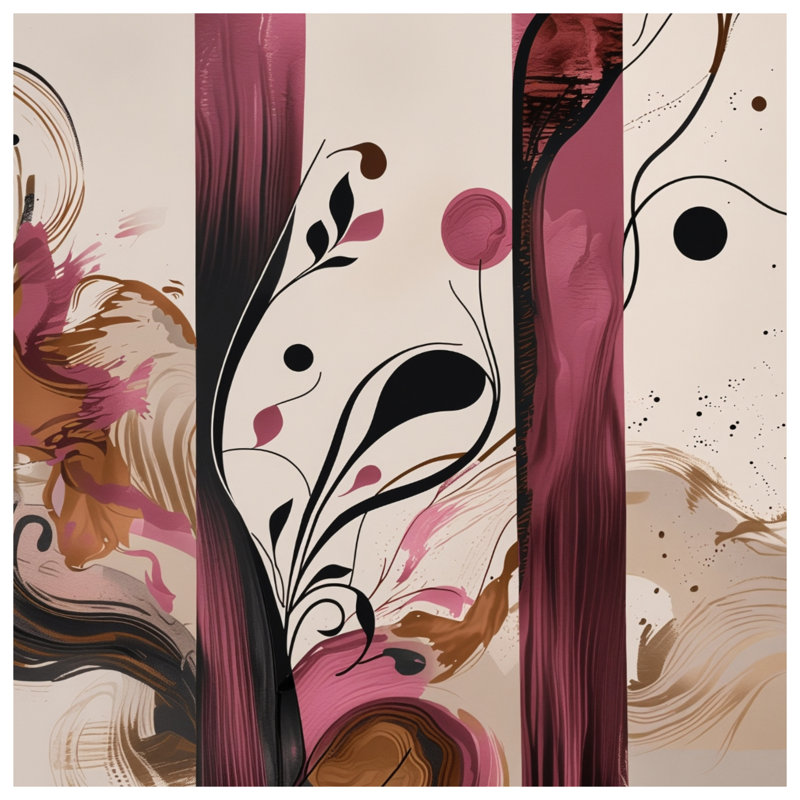 Tapis de bain abstrait à rayures florales, 34in W x 21in L
