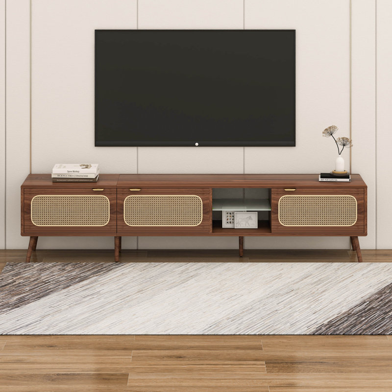 Meuble télé, console avec grand espace de rangement avec tablette ouverte
