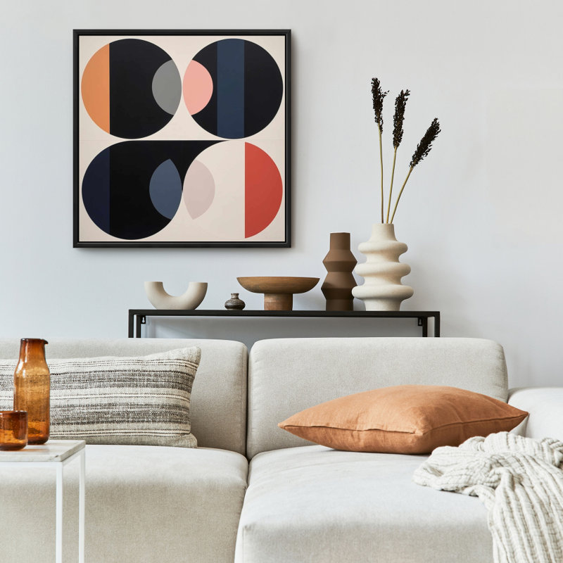Imbed Circles, toile abstraite | Cadre de chambre blanc