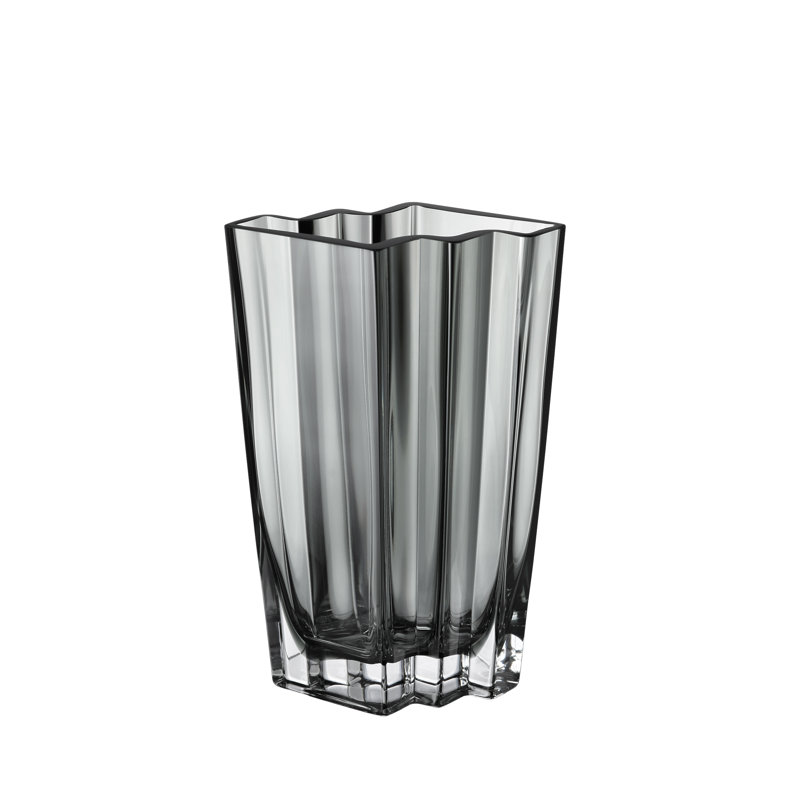 Verre - Vase - Conception à chevrons - Durable - Fabriqué en Europe - par Barski, Noir, H 9 po x l 8,25 po x P 5,5 po