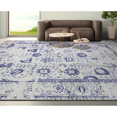 Oriental Area Rug in Silver