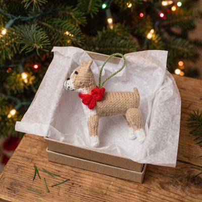 Boxer Dog Hand Knit Christmas Ornament