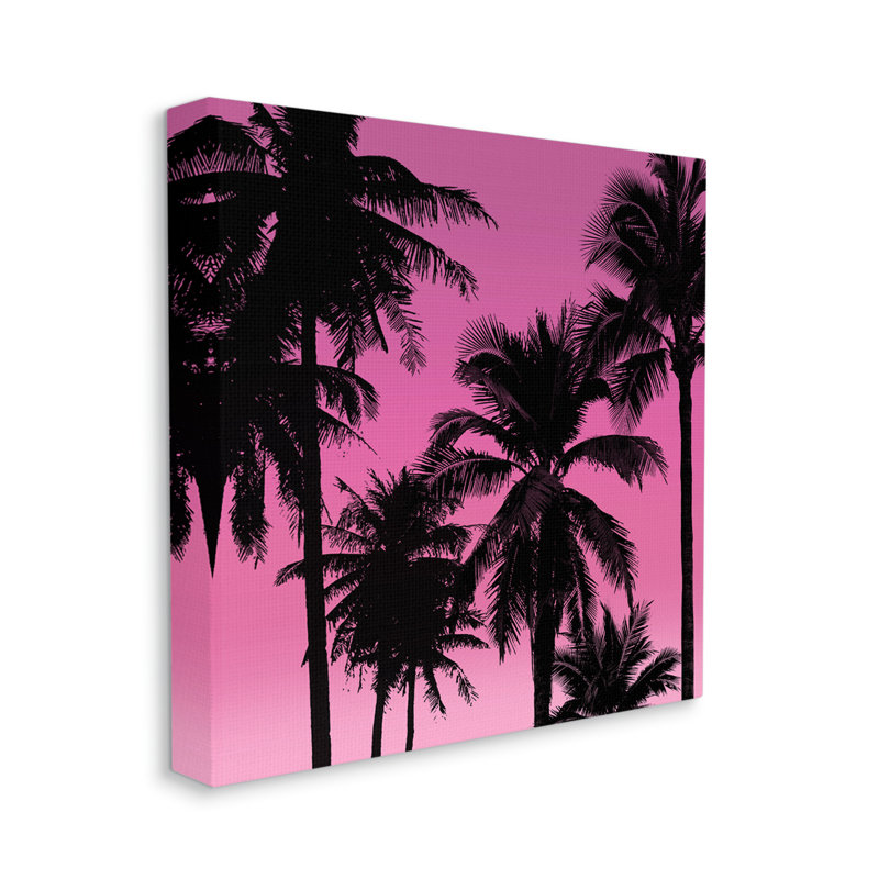 Palmiers roses tropicaux par Mia Jensen, Giclée encadrée noir minuit, H 17 po x l 17 po x P 1,5 po