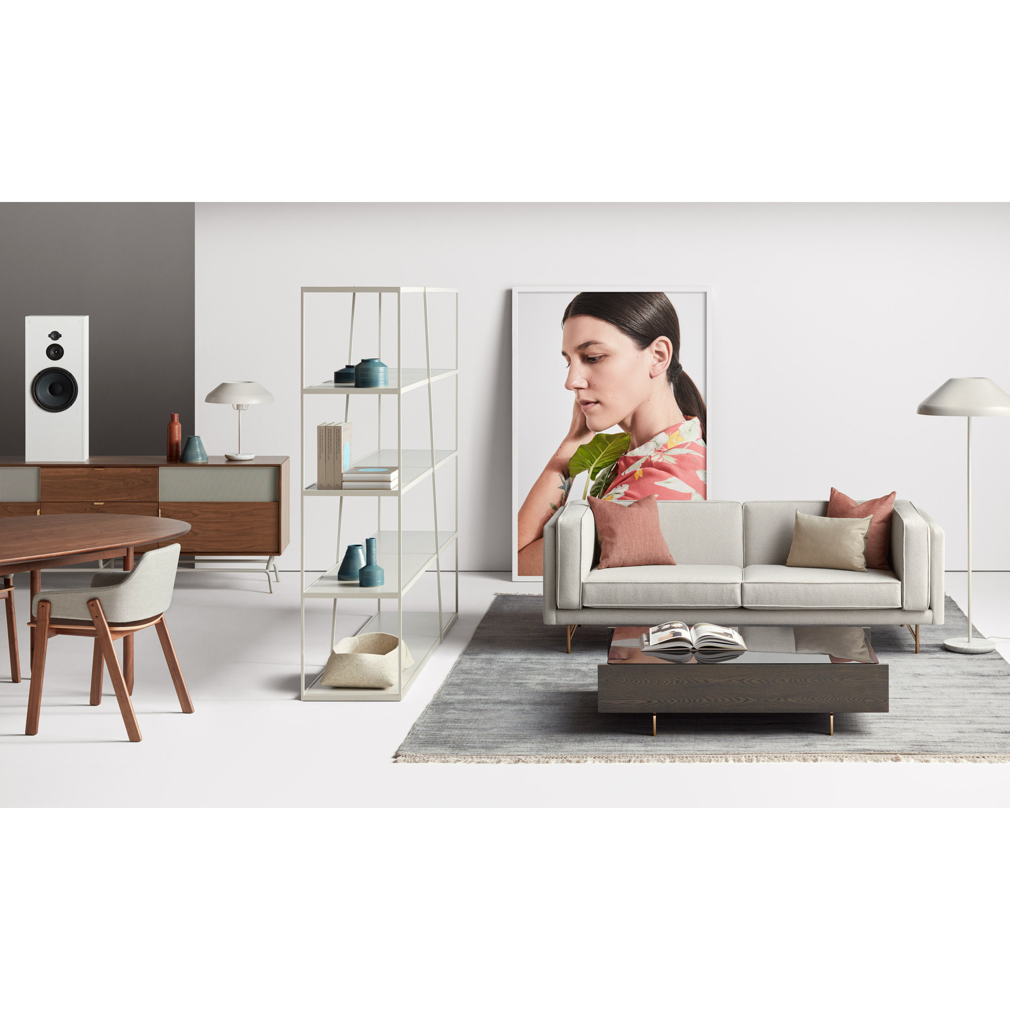 NeedWant Etagere Bookcase, Putty, (2 Shelves) 25" H x 63" W x 16" D