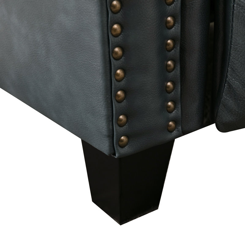 Fauteuil inclinable 33,5 po en cuir véritable, Cuir véritable galet bleu