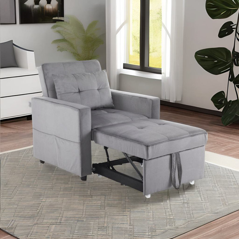 Divan-lit convertible, Velours gris velours
