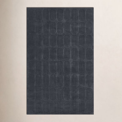 Mazzi Navy Hand-Loomed Geometric Wool Rug