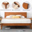 Lit plateforme très grand en bambou, base de lit moderne avec tête de lit haute, base de lit très grand durable, support à lattes de bois, assemblage facile, brun.-114611948
