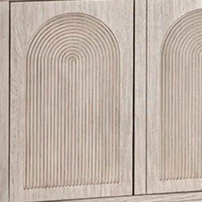 Zoko Sideboard Buffet Console, Arched Design Doors, 77 Inch Wood, White Wash Oak