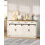 Sideboard, Kitchen Cabinets with 2 Doors, Freestanding Kitchen Cupboard with Drawer, Adjustable Shelf, for Entryway, Living Room, Dining Room, Brown and White-124550772