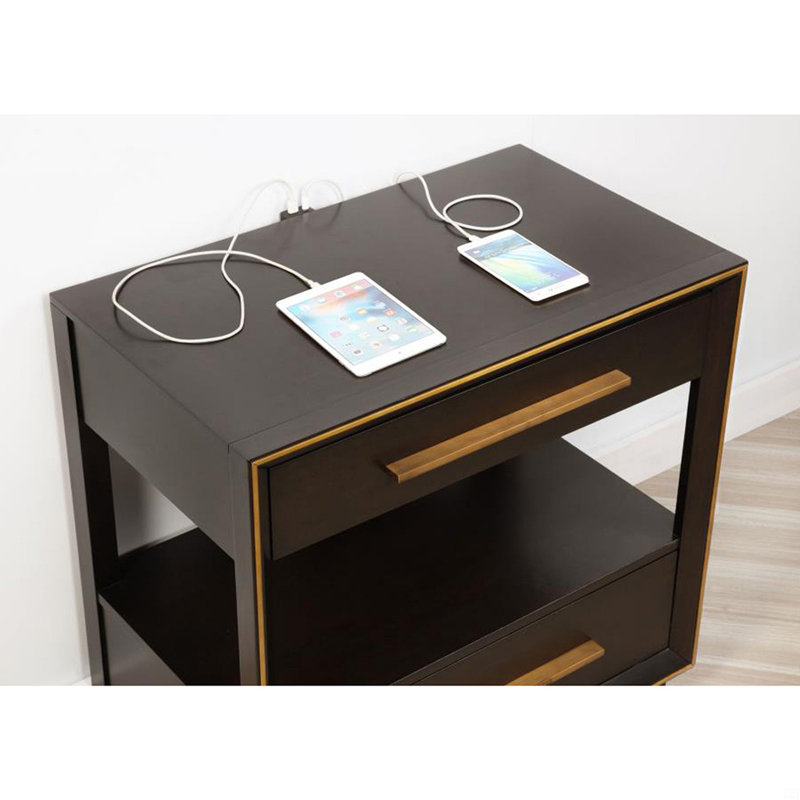 2 Drawers Nightstand With Shelf