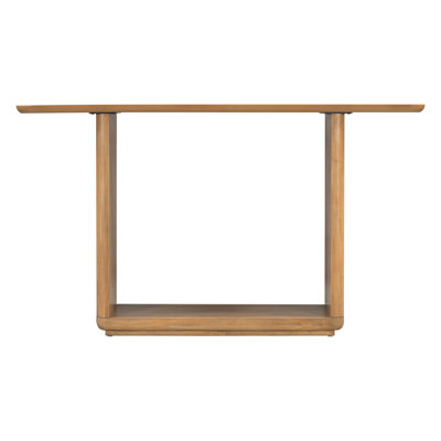 Elegant Minimalist Console Table With Curved Corners, Natural Wood Veneer, U-Base Design For Easy Placement, Perfect For Displaying Your Treasures, Simple Assembly
