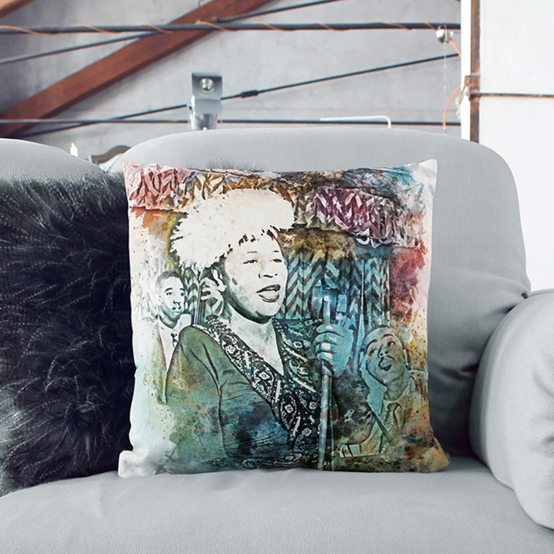 Ella Fitzgerald in Abstract Cushion with Filling, 55cm H x 55cm W x 20cm D, Stone