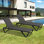 Ensemble de chaises longues pour piscine, ensemble de 2 chaises d'extérieur réglables en aluminium avec roulettes, chaises de piscine toutes saisons pour patio, terrasse, textilene - gris foncé