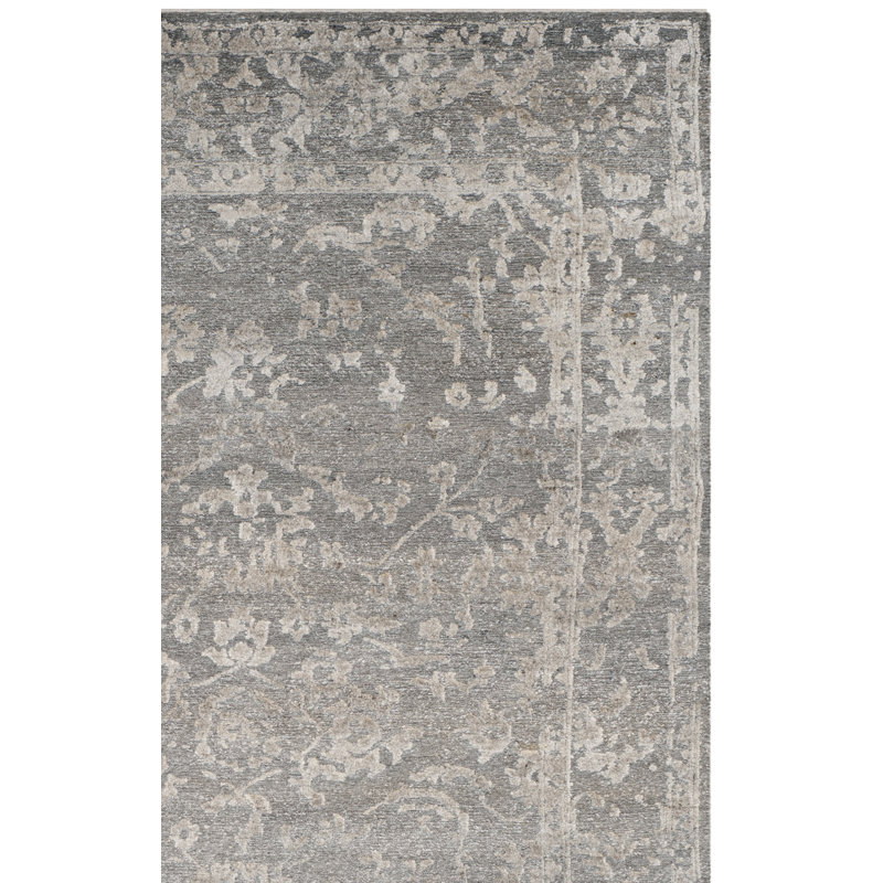 Tapis en viscose / coton noué à la main Centennial gris clair / gris foncé, Rectangle 9 pi x 12 pi