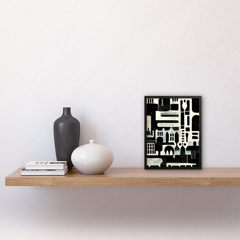 Bold Monochrome Geometric 1 Piece Single Picture Frame Wall Art