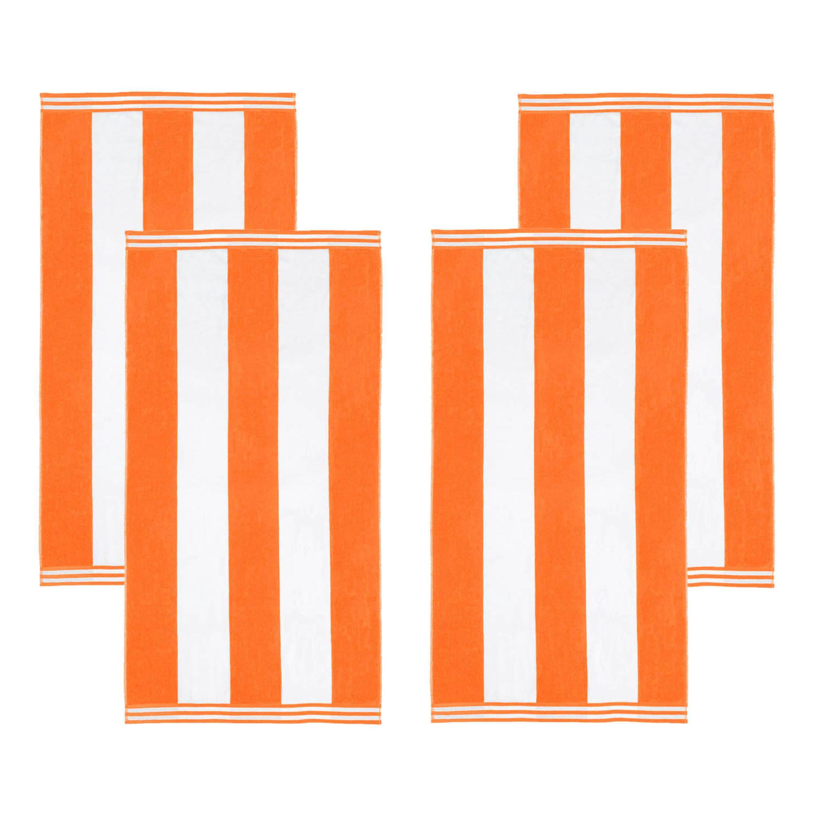 Calheta Cotton Oversized Cabana Stripe Beach Towels, Orange, 4