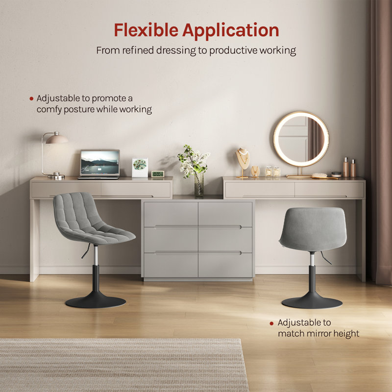 Tarquin Swivel Upholstered Adjustable Height Counter Stool, Light Grey