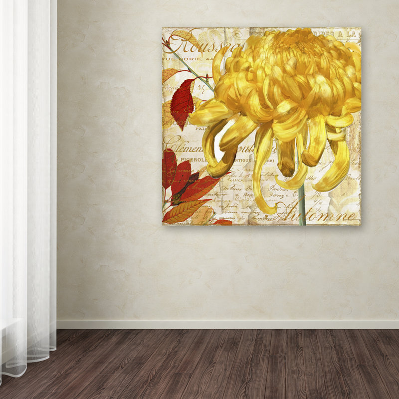 Yellow Chrysanthemums on Canvas with Birch Wood Frame