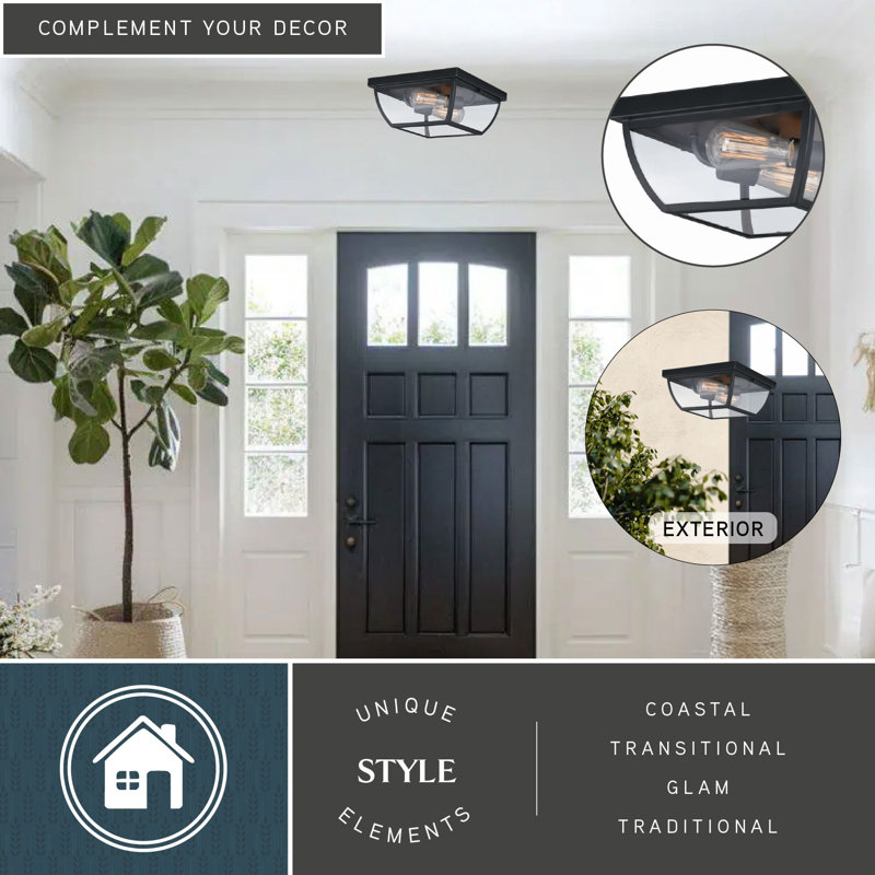 Granville Bronze and Glass 2-Light Flush Mount