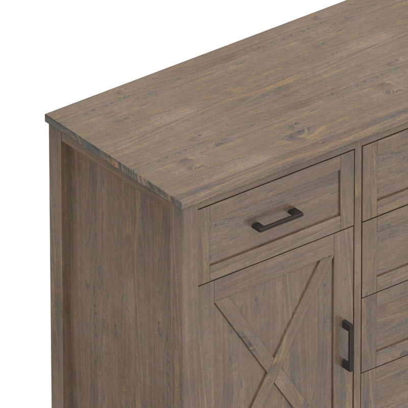Smoky Brown Solid Wood 54" Transitional Sideboard with Storage