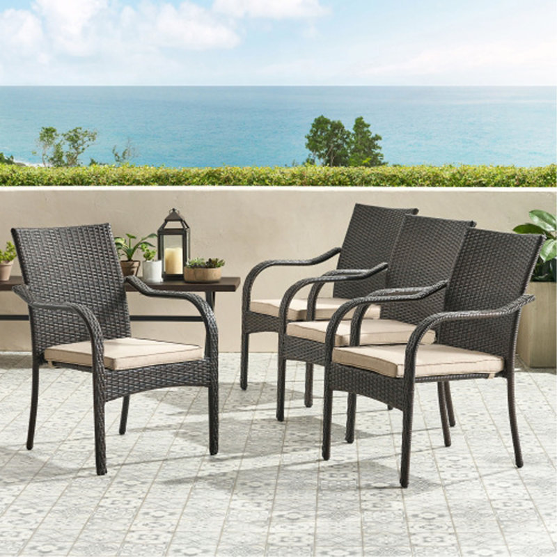 Chaises d'extérieur en osier, 4 pièces