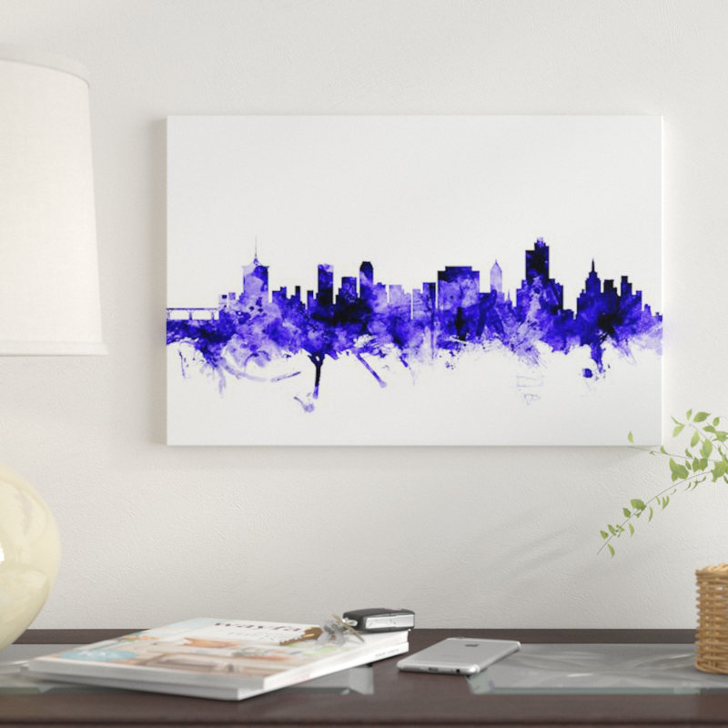 «Tulsa, Oklahoma Skyline» par Michael Tompsett, impression sur toile, H 8 po x l 12 po x P 0,75 po, Pas de tapis
