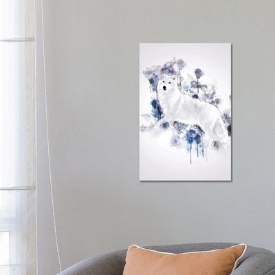 White Wolf 1 Piece Wrapped Canvas Painting