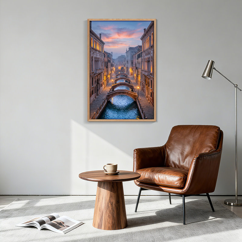 Ensemble de 1 tableau sur toile représentant le canal de Venise, H 24 po x l 18 po, Naturel