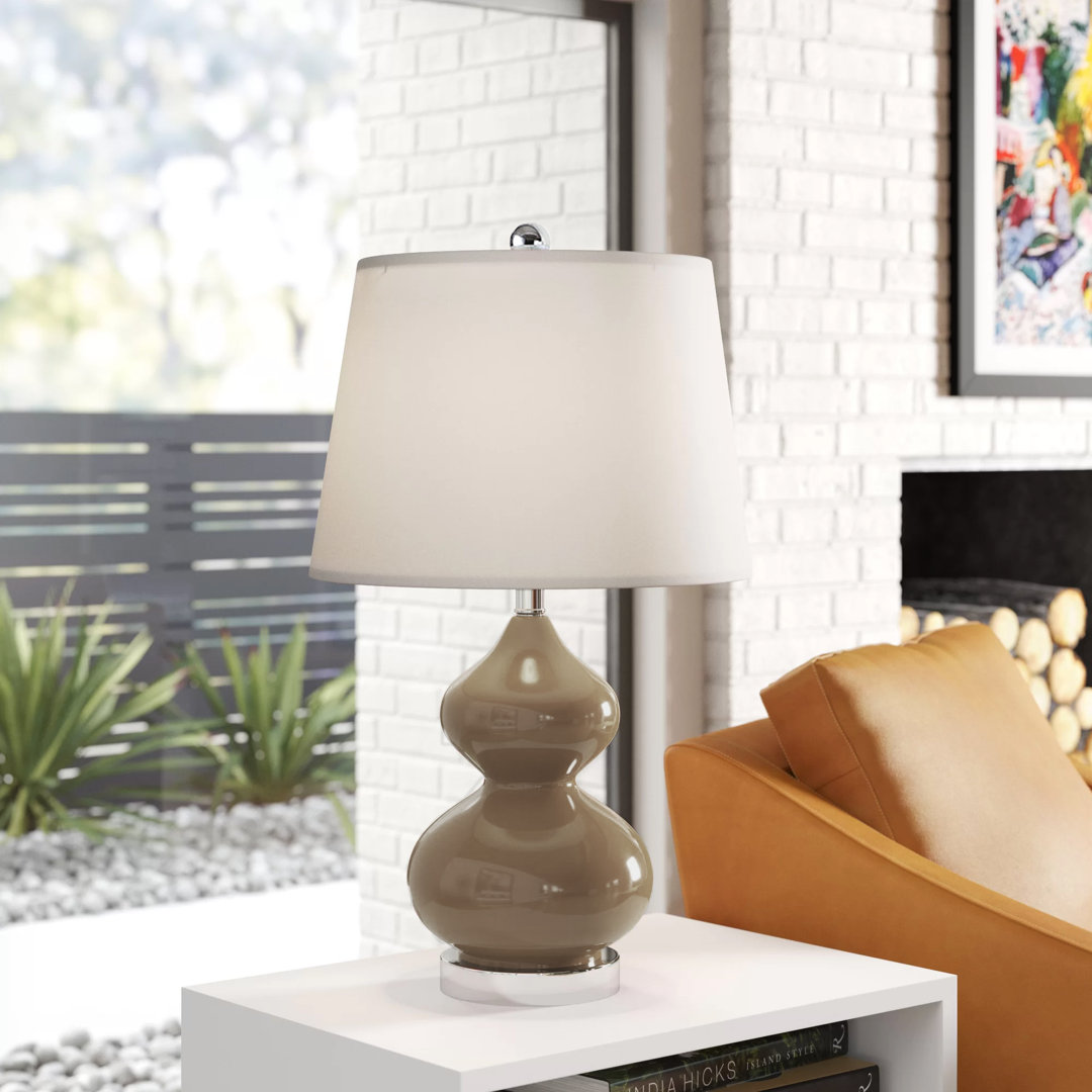 Courtney Glass Table Lamp (Set of 2) Wade Logan® Base Color: Taupe