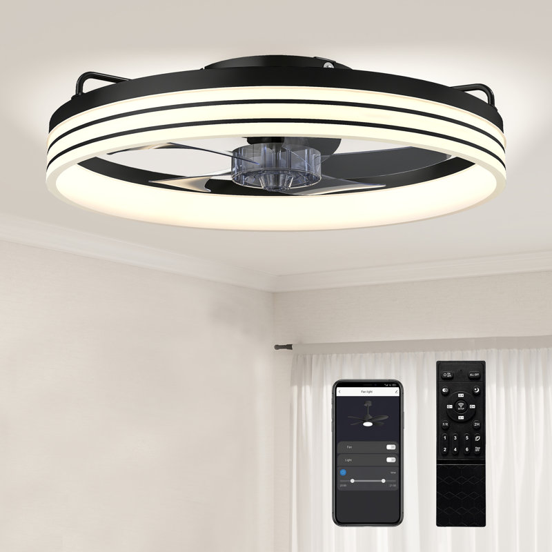 50cm Ceiling Fan with LED Lights, Black