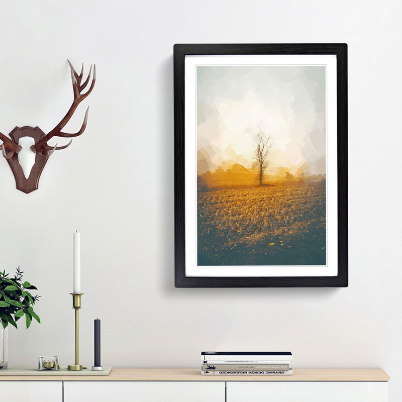 Summer Tree in Abstract - Framed Print, 48cm H x 36cm W x 2cm D, Black Framed