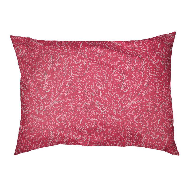 Coussin pour chien floral ditsy Byrge, Moyen (L 29,5 po x P19,5 po x H 9,5 po), Rouge / Blanc