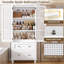 Armoire de rangement moderne en bois avec 2 tiroirs, portes en rotin et tablettes réglables-575374491