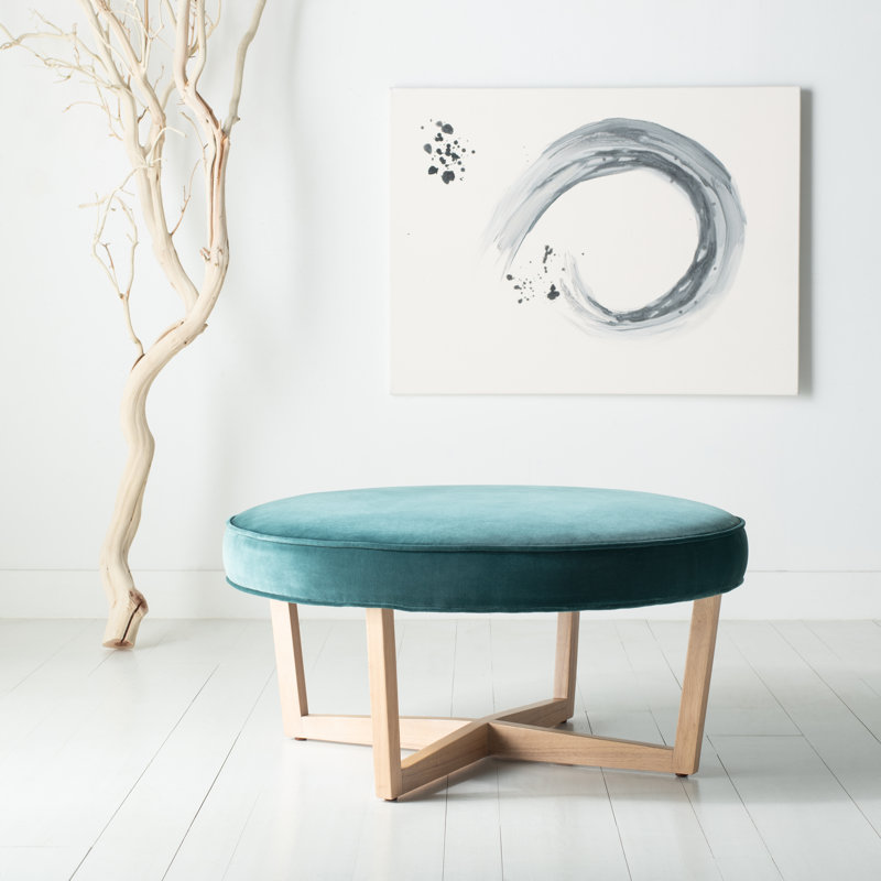 Repose-pieds rond 35,4 po Lambertville, Bleu sarcelle foncé