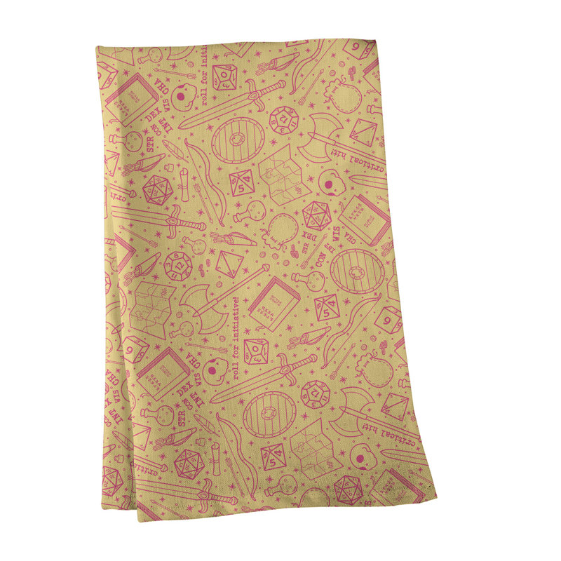Serviette à thé à motif rpg Mcguigan, Polyester sergé, Jaune / Rose