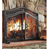 Small Crest Fireplace Screen With Doors
