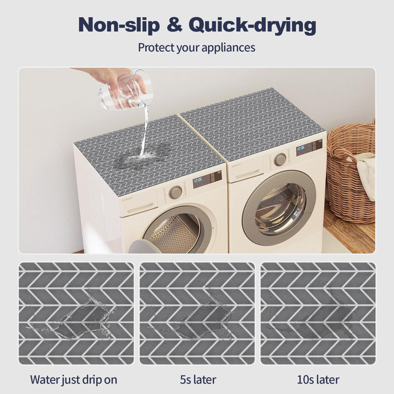 2 PCS Washer And Dryer Covers For The Top, 27'' X 27'' Washer And Dryer Top Protector Mat, Protective Silicone Rubber Mat, Non Slip Quick Drying Washer Dryer Cover