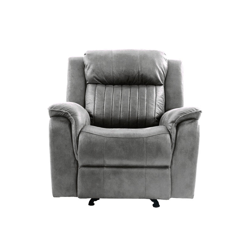Contemporary Manual Motion Glider Recliner Chair 1Pc Living Room Furniture Slate Blue Breathable Leatherette