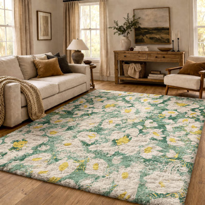Tapis floral à poil long de qualité supérieure lavable à la machine ADS538