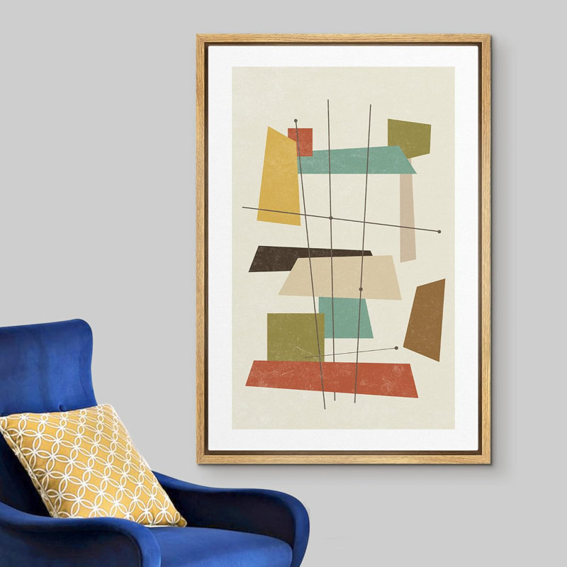 «Mid Century Shape 1960s Geometric Mid Century Squares Abstract Shapes Modern Multicolor», reproduction d'art sur toile