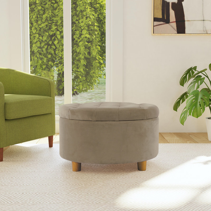 Bhismpal Velvet Ottoman, Fawn