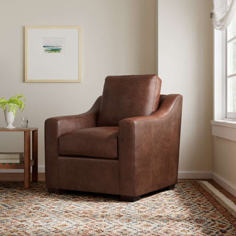 Cranbrook Upholstered Armchair, Bistro Rustic Genuine Leather