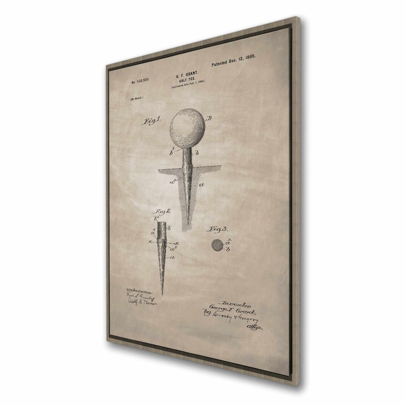 Beige Golf Tee Blueprint Canvas | Sports for Living Room