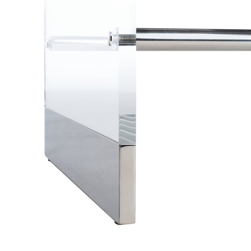 Gray Acrylic and Stainless Steel 26" Backless Counter Stool