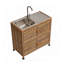 Station de lavabo autoportante avec armoire de rangement et évier de buanderie en acier inoxydable