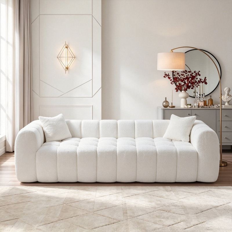 102.7" Oversized Cloud Compressed Sofa, White