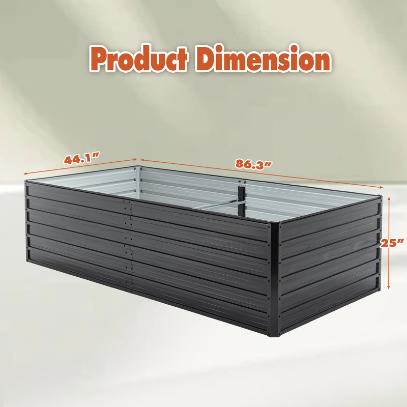 Galvanized Raised Garden Bed Outdoor 8X4x2 Ft - Large Planter For Vegetable And Flower Planting Black Easy Setup Fruit Cultivation To Put Together